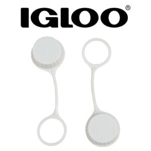 Igloo Cooler Threaded Drain Plug Caps with Plastic Tether 20049 White Small