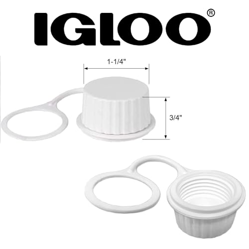 Igloo Cooler Threaded Drain Plug Caps with Plastic Tether 20049 White Small