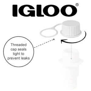 Igloo Cooler Threaded Drain Plug Caps with Plastic Tether 20049 White Small