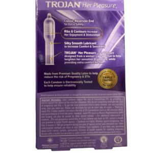 Trojan Her Pleasure Latex Condoms, Premium Lubricated, 12-Count Boxes (Pack of 3)