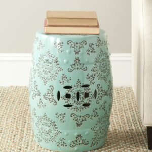 Safavieh Medallion Ceramic Decorative Garden Stool, Light Blue