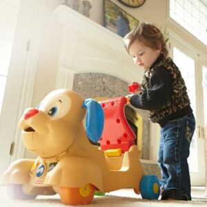 Fisher-Price Baby & Toddler Toy Laugh & Learn Stride-to-Ride Puppy Walker & Ride-On with Music Lights & Blocks for Infants Ages 9+ Months