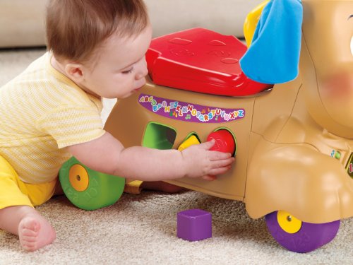 Fisher-Price Baby & Toddler Toy Laugh & Learn Stride-to-Ride Puppy Walker & Ride-On with Music Lights & Blocks for Infants Ages 9+ Months