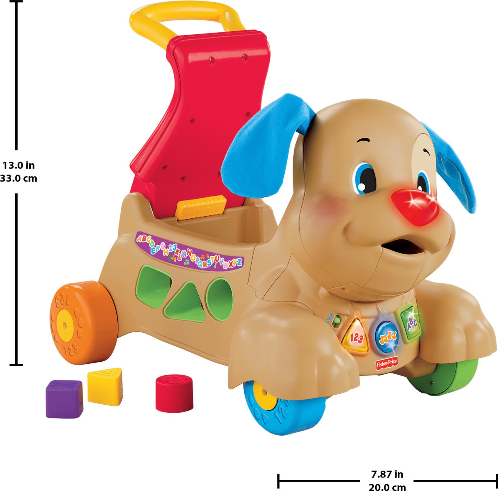 Fisher-Price Baby & Toddler Toy Laugh & Learn Stride-to-Ride Puppy Walker & Ride-On with Music Lights & Blocks for Infants Ages 9+ Months