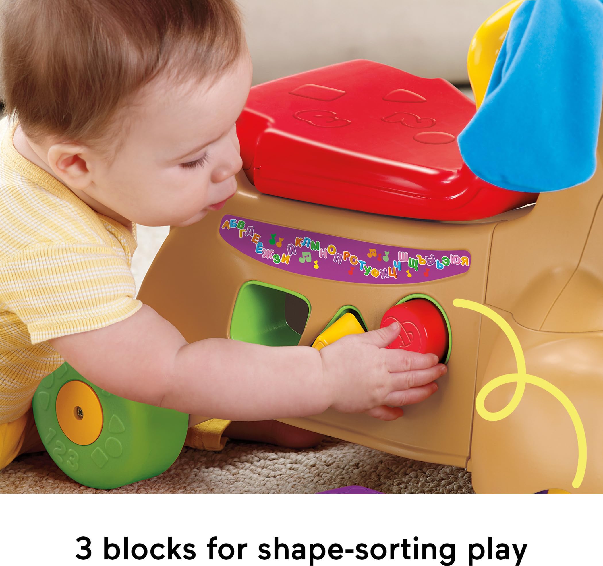 Fisher-Price Baby & Toddler Toy Laugh & Learn Stride-to-Ride Puppy Walker & Ride-On with Music Lights & Blocks for Infants Ages 9+ Months