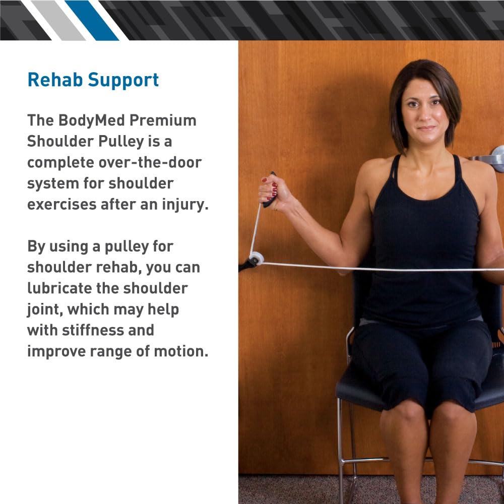 BodyMed Shoulder Pulley – at-Home Rehab System – Over-The-Door Physical Therapy Equipment – Recommended for Shoulder Exercises, Stretching, & Recovery After Surgery