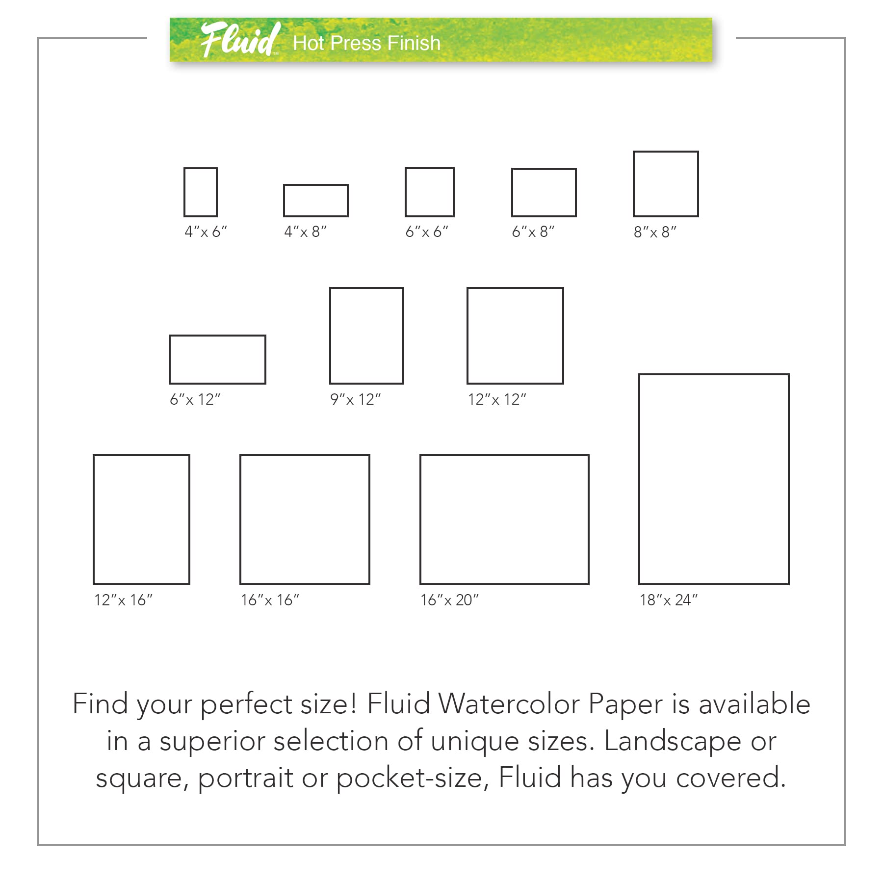 Fluid Artist Watercolor Block, 140 lb (300 GSM) Hot Press Paper Pad for Watercolor Painting and Wet Media with Easy Block Binding, 8 x 8 inches, 15 White Sheets