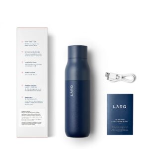 LARQ Bottle PureVis 25 oz - Self-Cleaning and Insulated Stainless Steel Water Bottle with UV Water Purifier and Award-winning Design | Reusable & Travel Friendly, 1-Year Warranty, Monaco Blue