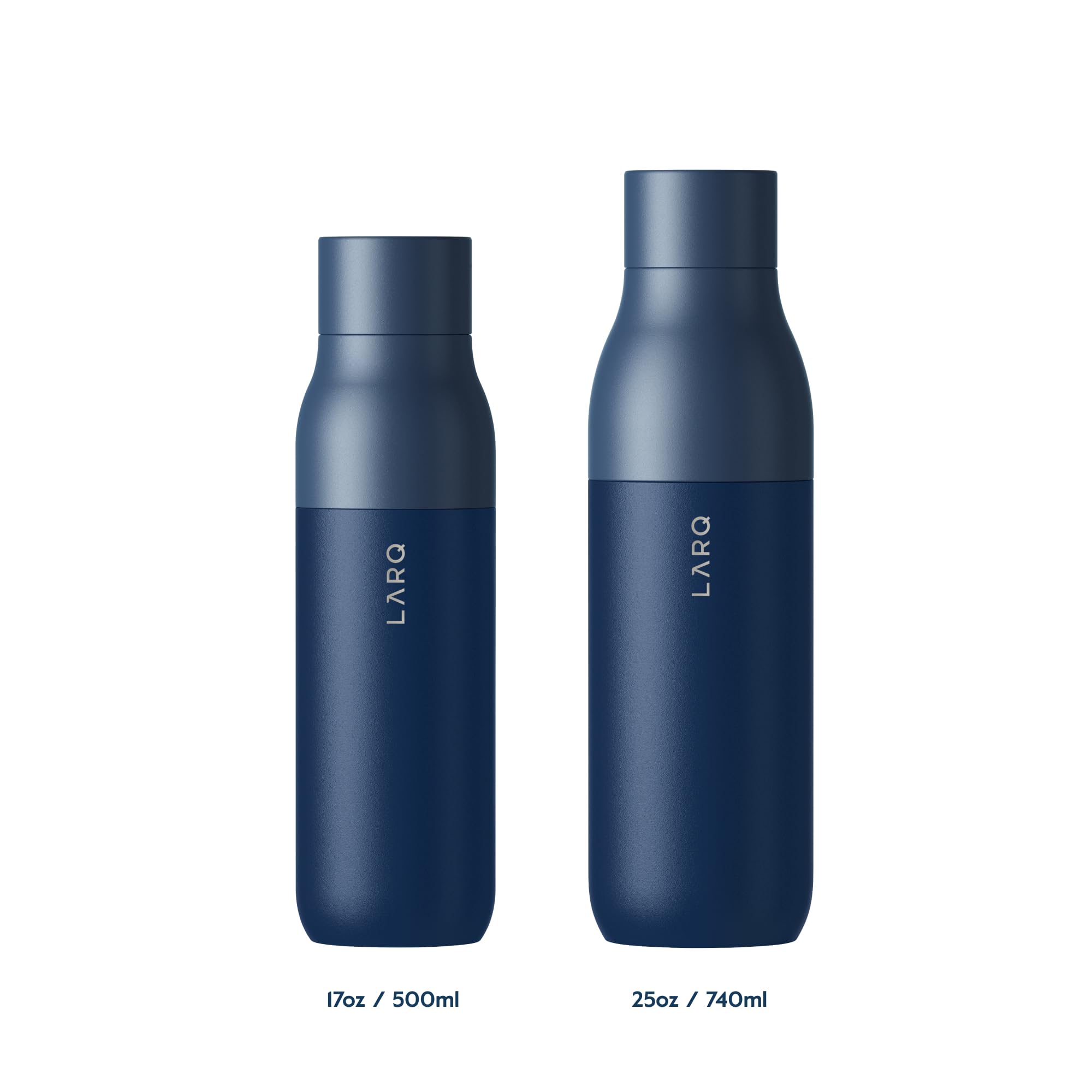 LARQ Bottle PureVis 25 oz - Self-Cleaning and Insulated Stainless Steel Water Bottle with UV Water Purifier and Award-winning Design | Reusable & Travel Friendly, 1-Year Warranty, Monaco Blue