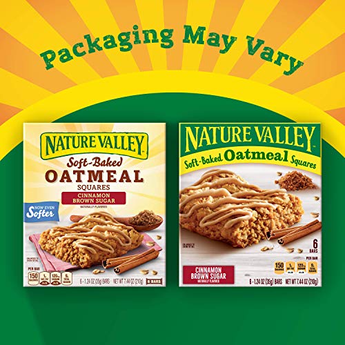 Nature Valley Soft-Baked Oatmeal Squares, Cinnamon Brown Sugar, 6 ct, 7.44 OZ