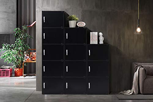 HODEDAH IMPORT 3-Shelf Bookcase Cabinet, Black