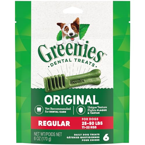 Greenies Original Regular Natural Dental Care Dog Treats, 6 oz. Pack (6 Treats)