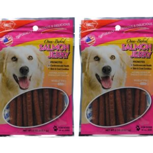 Carolina Prime 2 Pack of Oven-Baked Salmon Jerky Wheat-Free Dog Treats, 6 Ounces each, Made in the USA