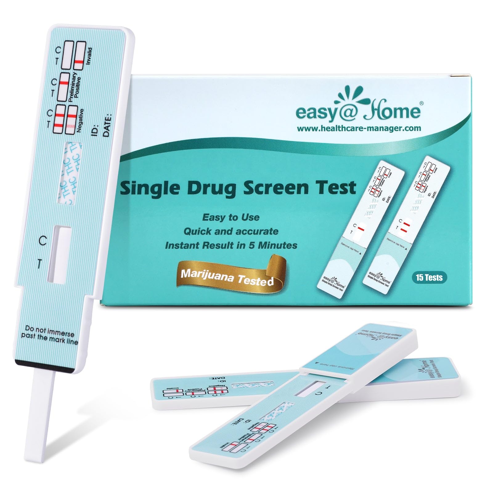 15 Pack Easy@Home Marijuana (THC) Single Panel Drug Tests Kit - #EDTH-114