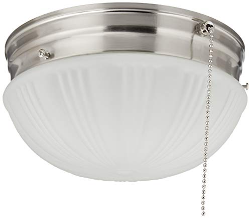 Westinghouse 6721000 Two-Light Flush-Mount Interior Ceiling Fixture with Pull Chain, Brushed Nickel Finish with Frosted Fluted Glass, Diameter: 8.75 Inches