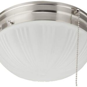 Westinghouse 6721000 Two-Light Flush-Mount Interior Ceiling Fixture with Pull Chain, Brushed Nickel Finish with Frosted Fluted Glass, Diameter: 8.75 Inches