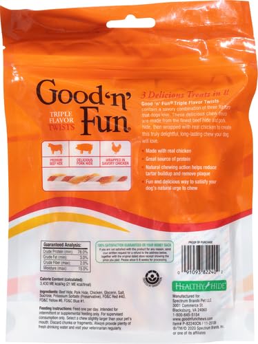 Good 'N' Fun Triple Flavor Twist Chews For Dogs, 22-Count