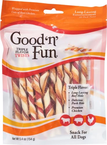 Good 'N' Fun Triple Flavor Twist Chews For Dogs, 22-Count