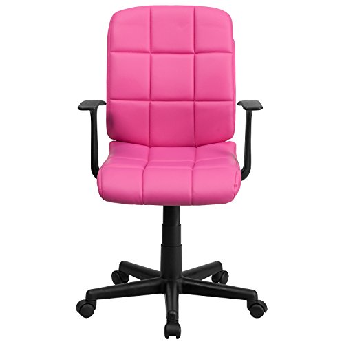 Flash Furniture Clayton Mid-Back Pink Quilted Vinyl Swivel Task Office Chair with Arms