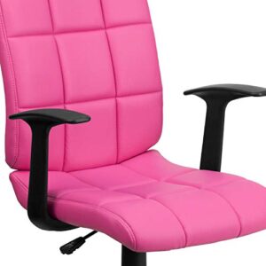 Flash Furniture Clayton Mid-Back Pink Quilted Vinyl Swivel Task Office Chair with Arms