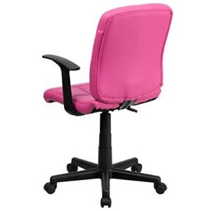 Flash Furniture Clayton Mid-Back Pink Quilted Vinyl Swivel Task Office Chair with Arms