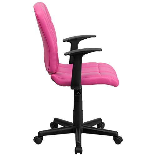 Flash Furniture Clayton Mid-Back Pink Quilted Vinyl Swivel Task Office Chair with Arms