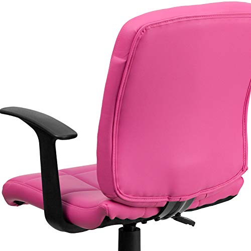 Flash Furniture Clayton Mid-Back Pink Quilted Vinyl Swivel Task Office Chair with Arms