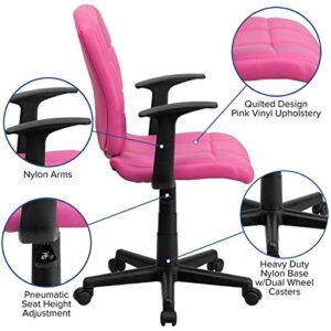 Flash Furniture Clayton Mid-Back Pink Quilted Vinyl Swivel Task Office Chair with Arms