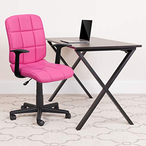 Flash Furniture Clayton Mid-Back Pink Quilted Vinyl Swivel Task Office Chair with Arms