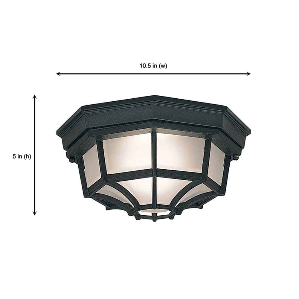 Designers Fountain 2067-BK Builder Cast Outdoor Flush Mount Ceiling Light, 10.5 in W, Black