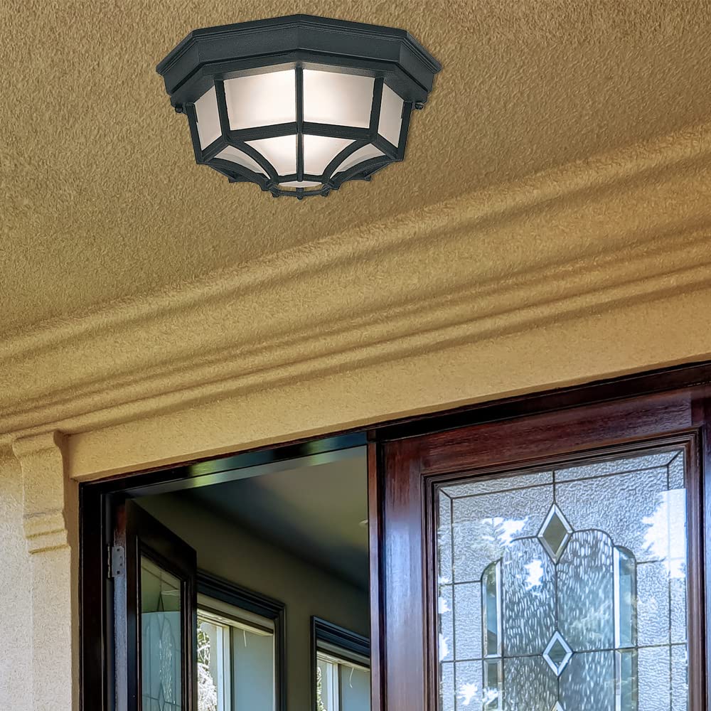 Designers Fountain 2067-BK Builder Cast Outdoor Flush Mount Ceiling Light, 10.5 in W, Black