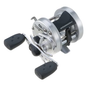 abu garcia ambassadeur s conventional reel, size 5500 (1292732), 1 stainless steel ball bearings + 1 roller bearing, synthetic star drag, max of 11lb | 4.9kg,silver