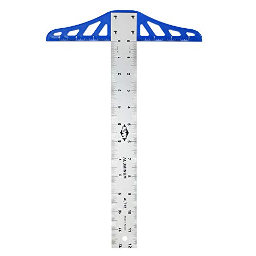 ALVIN ALT12 Aluminum Graduated T-Square Drawing and Design Tool for Students and Professionals Great for Carpentry, Drafting, Architecture, Engineering, and Art - 12 Inches