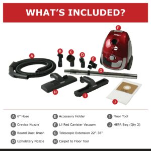 AHSC-1 Atrix Lil Red Canister Vacuum Portable Canister vacuum w/ 2 Quart HEPA Filter & Variable Speed Motor