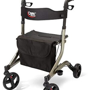 Carex Crosstour Rolling Walker Rollator - Rolling Walker with Seat - Folding, Euro Style Rollator, 4 Wheel Walker for Seniors- 300lb Capacity, Walker with Seat for Seniors