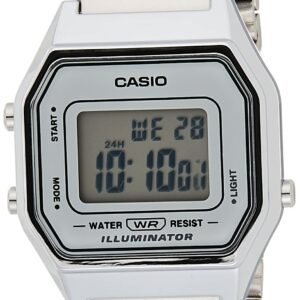 Casio Ladies Mid-Size Silver Tone Digital Retro Watch LA-680WA-7DF