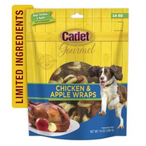 Cadet Gourmet Chicken & Apple Wrapped Dog Treats Wraps - Healthy & Natural Chicken & Apple Dog Training Treats for Small & Large Dogs - Inspected & Tested in USA (14 oz.)