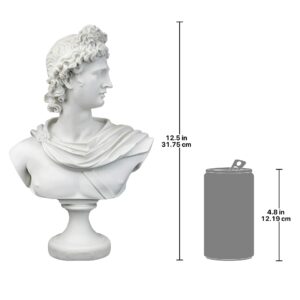 Design Toscano Apollo Belvedere Bust Statue, Single, White Twin