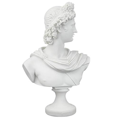 Design Toscano Apollo Belvedere Bust Statue, Single, White Twin