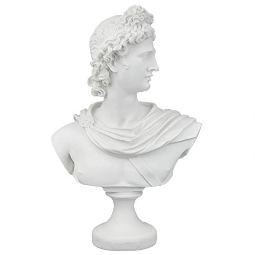 Design Toscano Apollo Belvedere Bust Statue, Single, White Twin