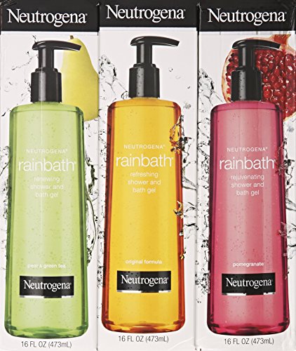 Neutrogena Rainbath Multi-pack of 3, 1 Original Formula, 1 Pomegranate and 1 Pear & Green Tea, 16 fl oz bottles