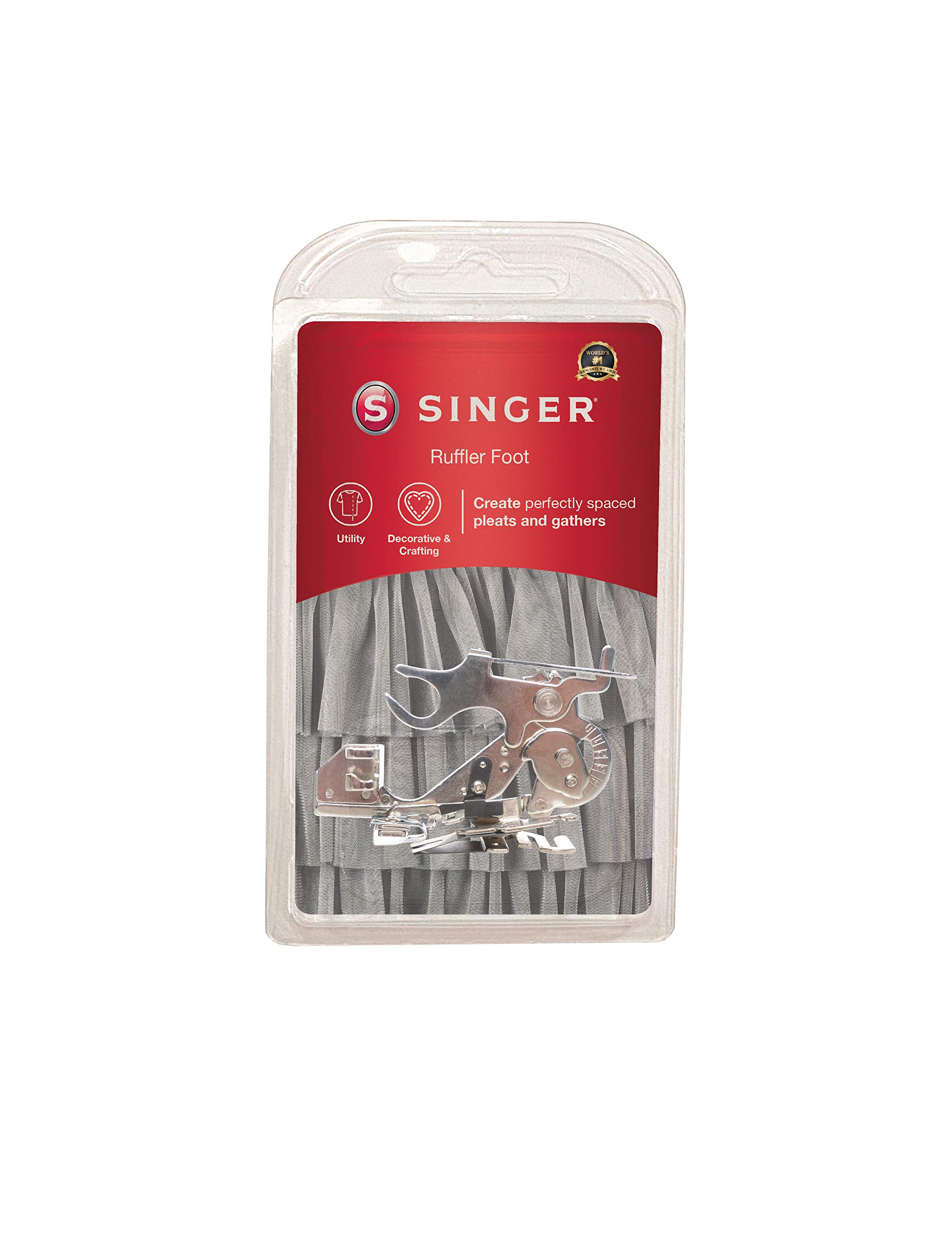 SINGER | Ruffler Attachment Presser Foot, Perfectly Spaced Pleats/Gathers, Easily Adjust Closeness & Depth, Light to Medium Fabrics - Sewing Made Easy, Silver