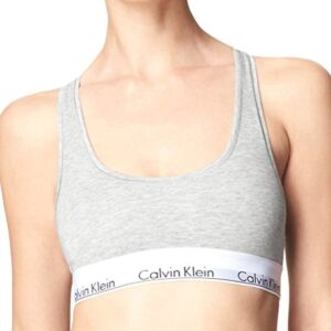 Calvin Klein Women's Modern Cotton Unlined Wireless Bralette, Grey Heather, Small