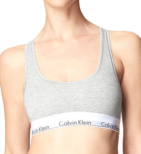 Calvin Klein Women's Modern Cotton Unlined Wireless Bralette, Grey Heather, Small