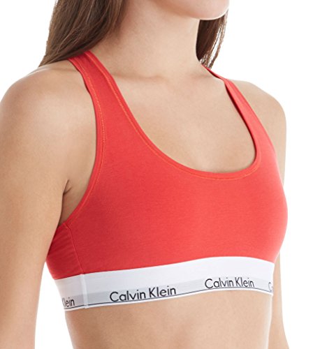 Calvin Klein Women's Modern Cotton Unlined Wireless Bralette, Grey Heather, Small