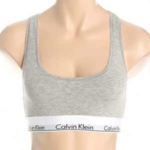 Calvin Klein Women's Modern Cotton Unlined Wireless Bralette, Grey Heather, Small