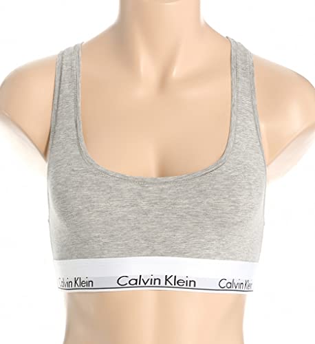 Calvin Klein Women's Modern Cotton Unlined Wireless Bralette, Grey Heather, Small