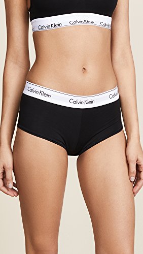 Calvin Klein Women's Modern Cotton Boyshort Panty, Black, Large