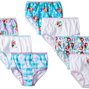 Disney Girls Princess Little Mermaid 100% Combed Cotton Underwear Panties Sizes 2/3T, 4T, 4, 6 and 8, 7-Pack Ariel