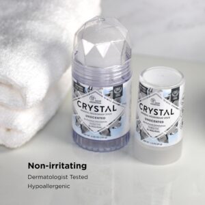 CRYSTAL Unscented Mineral Deodorant Stick (3 Pack) - 24hr Odor Protection, Non-Staining & Non-Sticky, Aluminum & Paraben Free, 4.25 oz